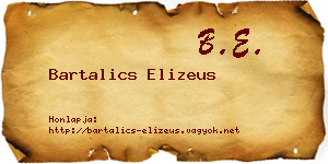 Bartalics Elizeus névjegykártya